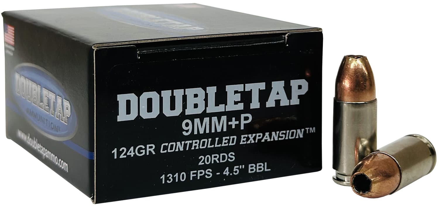 DTAP DoubleTap Ammunition 9MM124HP209mm+P Luger 124gr Controlled Expansion JHP 20 Per Box/50 Case