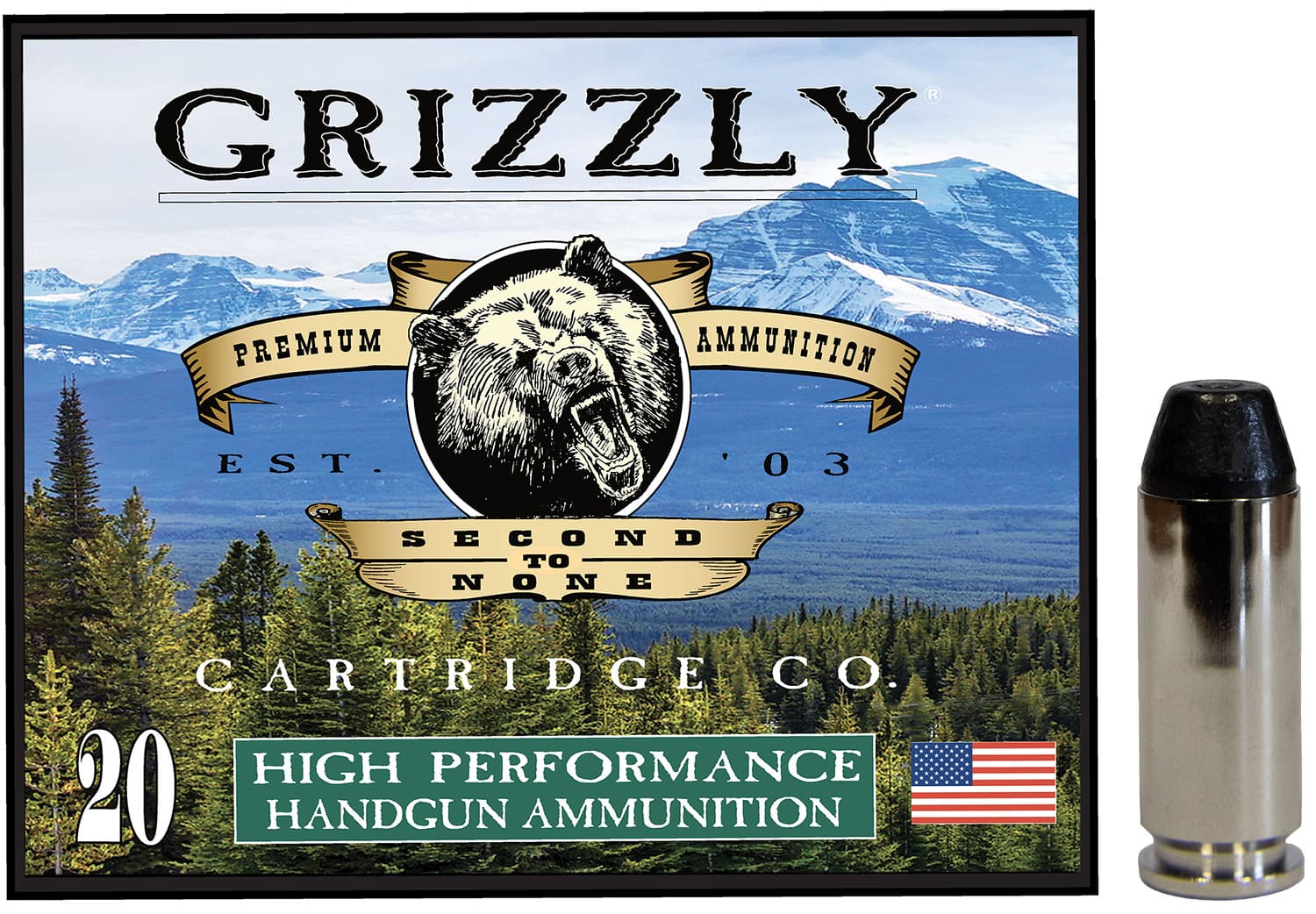 GRIZZLY Grizzly Ammo GC10M10 10mmAuto 220gr Full Metal Jacket Flat Point 20 Per Box/10 Case