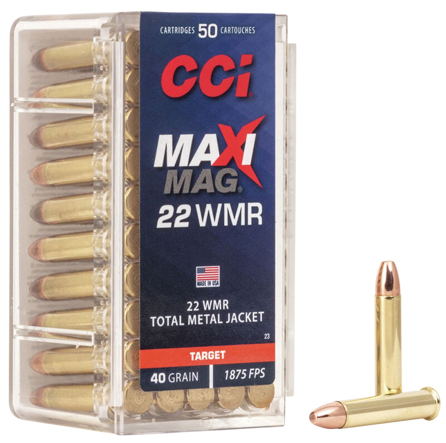 CCI 0023 Maxi-Mag Rimfire 22WMR 40gr Total Metal Jacket 50 Per Box/40 Case